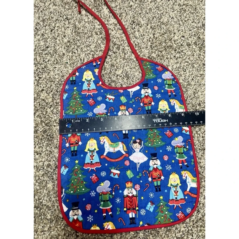 Lot Of 6 Quilted Handmade Christmas Baby Bib Large‎ Size 12